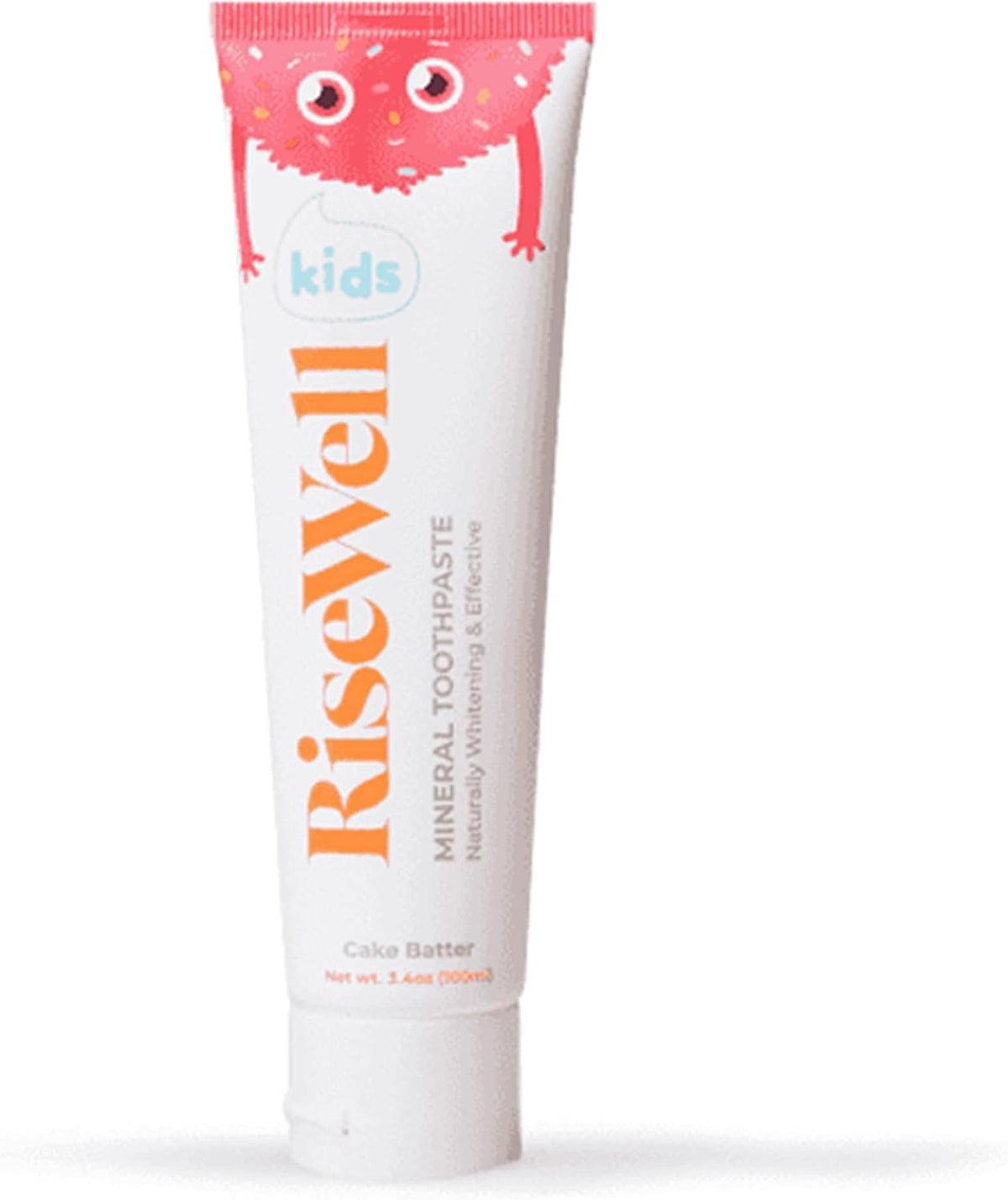 RiseWell tubo frontal cake batter mostrando diseño y beneficio motivador