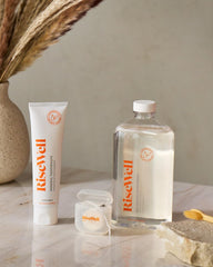 RiseWell etiqueta y lista de ingredientes destacando hidroxiapatita y sin PFAS