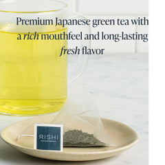 Rishi Tea hojas sueltas Saemidori y Okumidori que resaltan calidad