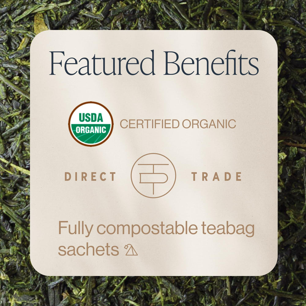 Rishi Tea detalle del saquito sin BPA con filtrado limpio y textura