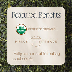 Rishi Tea detalle del saquito sin BPA con filtrado limpio y textura