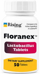 Rising Floranex envase frontal mostrando 50 tabletas y claridad de uso