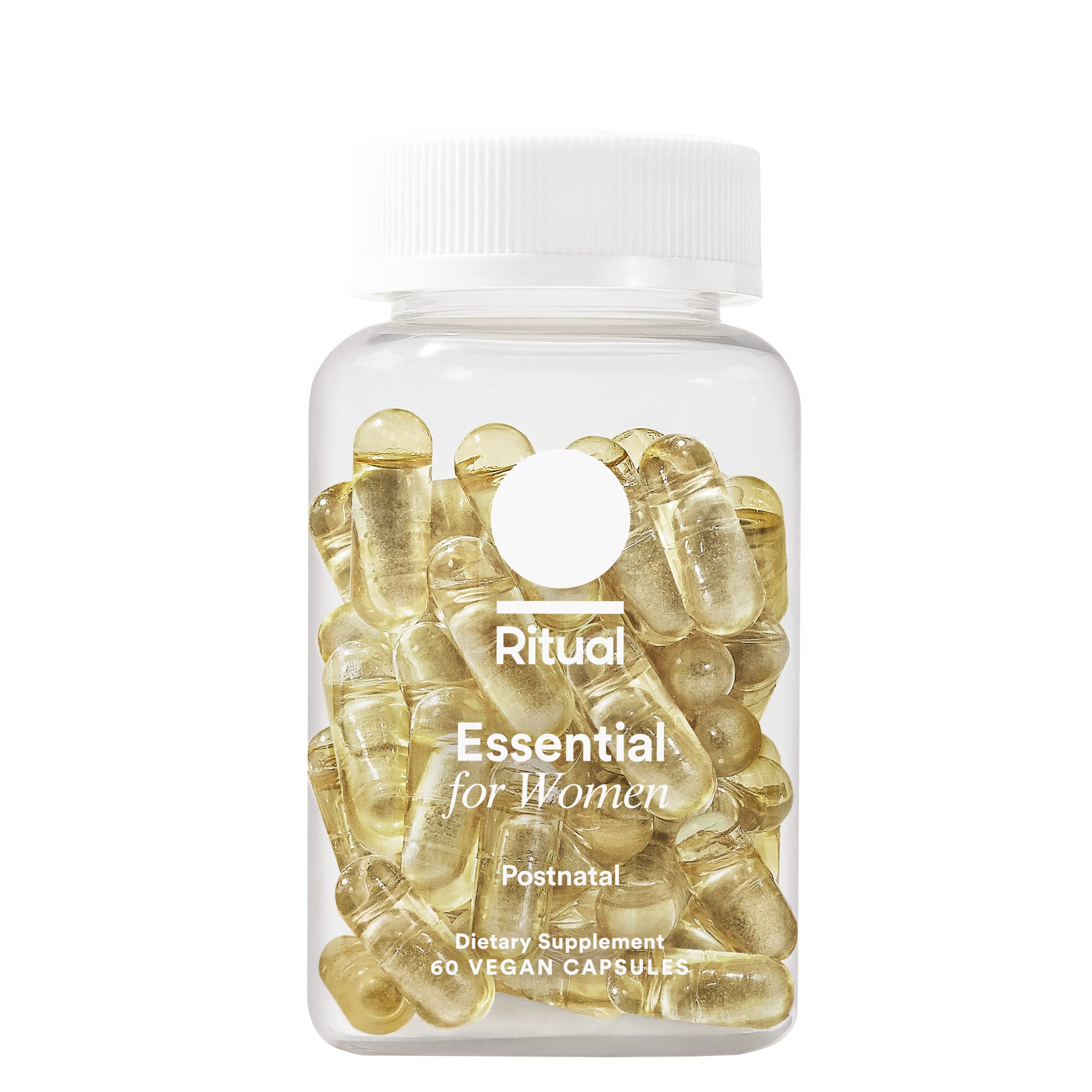 Ritual frasco frontal mostrando 60 cápsulas y beneficios claros