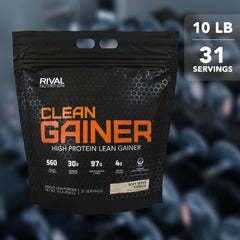 RIVAL NUTRITION cucharada del gainer mostrando la porción de 560 calorías por toma