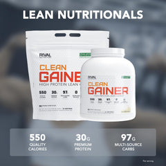 Batido preparado Rivalus Clean Gainer en vaso listo para recuperación