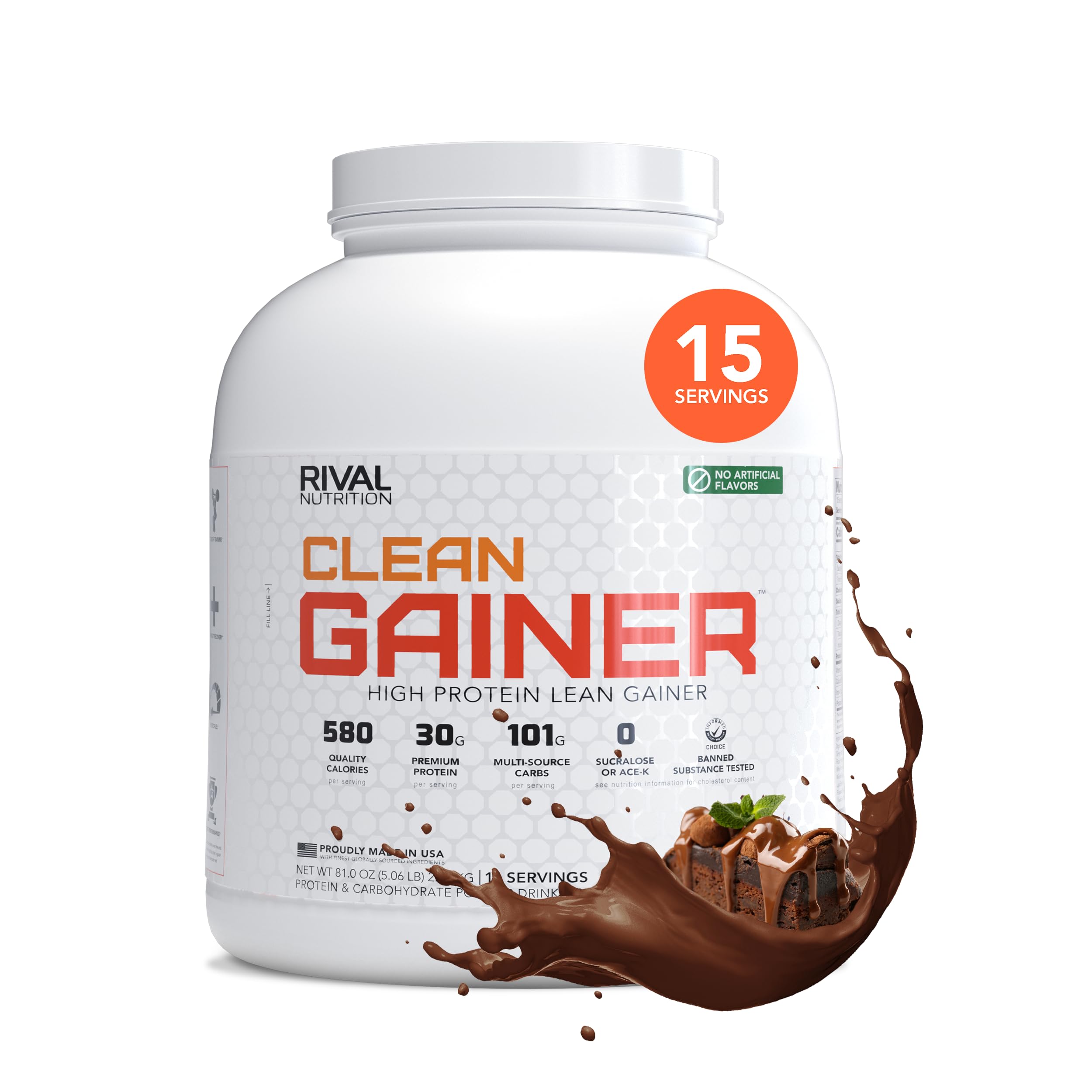 Rivalus envase frontal 5 lb mostrando etiqueta y beneficio de ganancia limpia