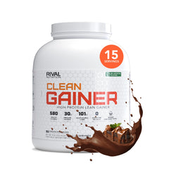 Rivalus envase frontal 5 lb mostrando etiqueta y beneficio de ganancia limpia