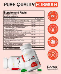RLC Labs a-Drenal etiqueta con ingredientes que transmite confianza en la calidad