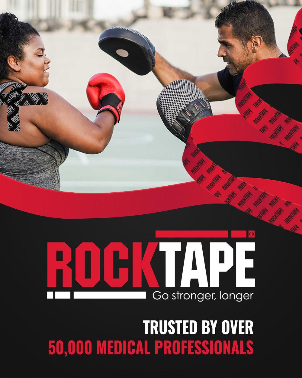 RockTape en corredor durante entrenamiento destacando resistencia al sudor