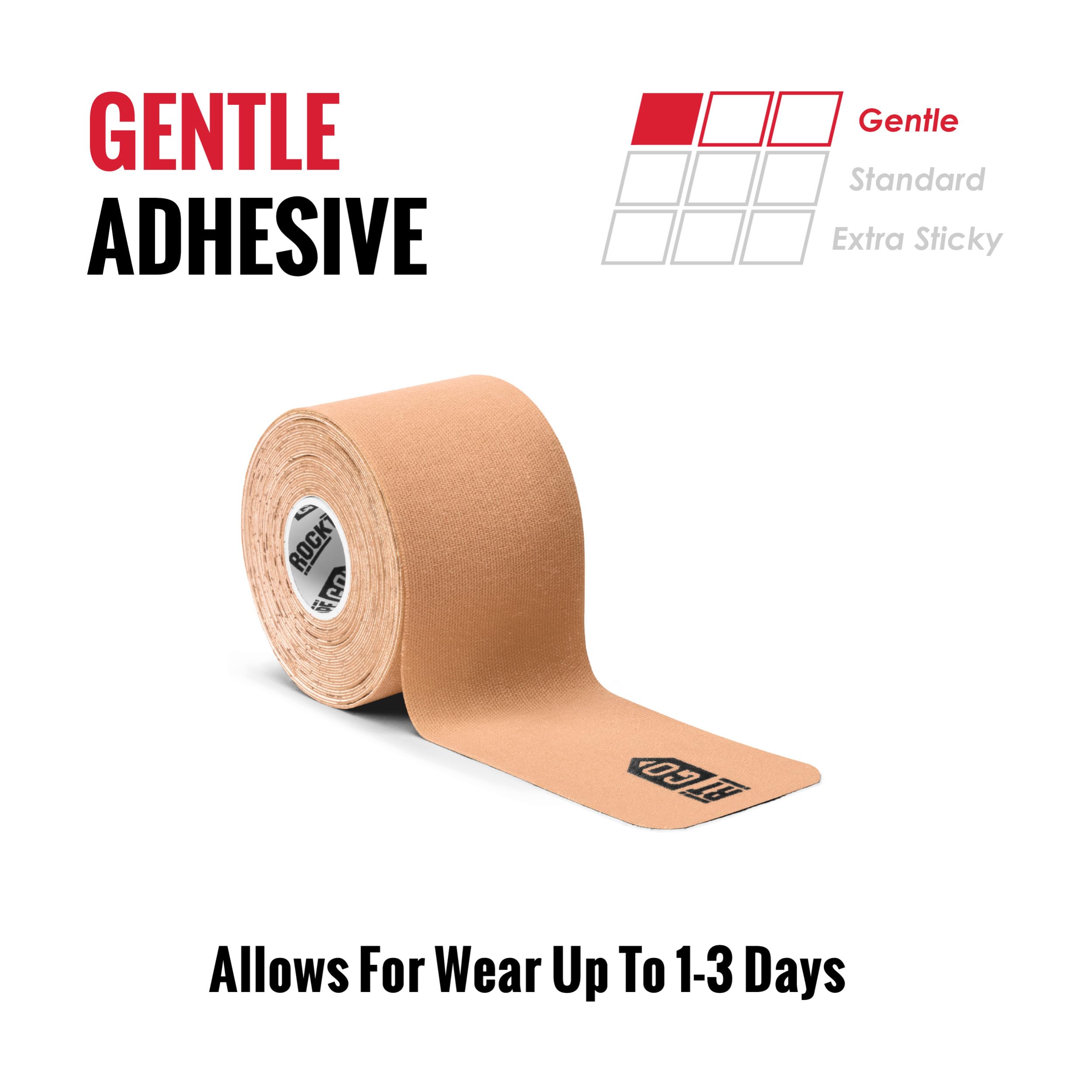 RockTape GO primer plano de textura algodón nylon mostrando elasticidad y durabilidad