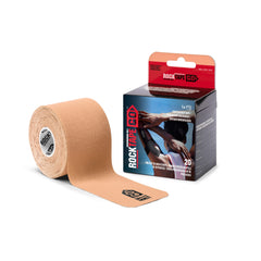 RockTape GO vista frontal del rollo beige con beneficio de soporte cómodo