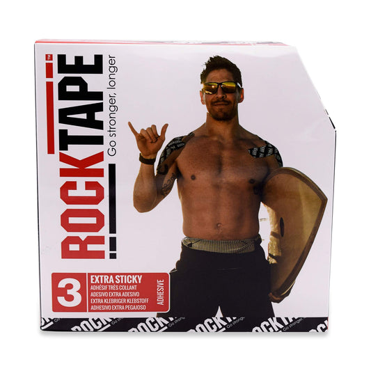 Detalle de la textura de RockTape H2O que muestra elasticidad y adhesión superior
