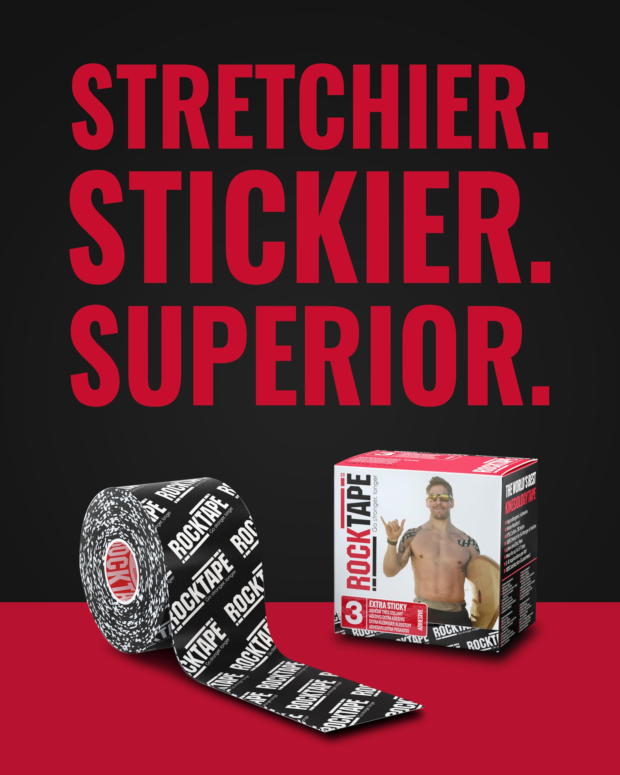 RockTape colocado en rodilla en ambiente lifestyle para recuperación activa