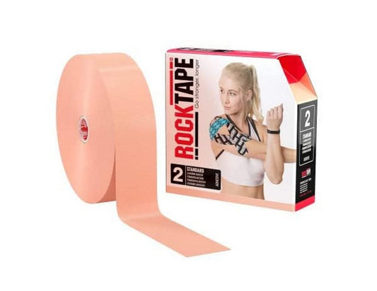 RockTape rollo frontal beige mostrando ancho extra y soporte confiable