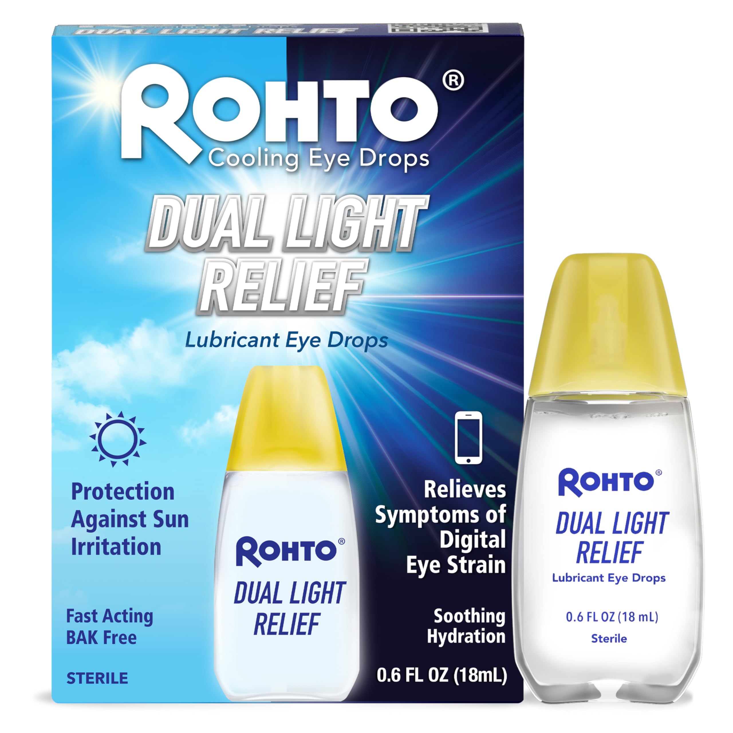 Rohto embalaje frontal mostrando marca y beneficios para alivio rápido