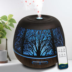 Roonbo vista frontal del difusor metálico con diseño Árbol de la Vida para ambiente elegante