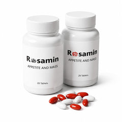 Rosamin empaque frontal mostrando el producto y beneficios visibles