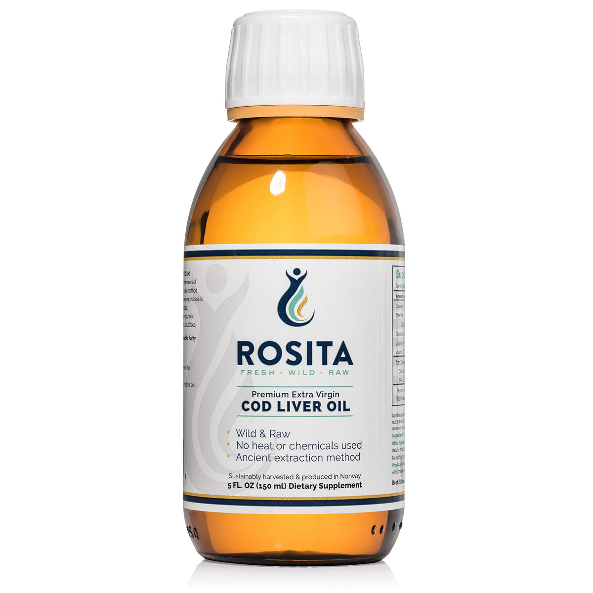 Rosita botella frontal mostrando etiqueta y beneficio de nutrientes naturales