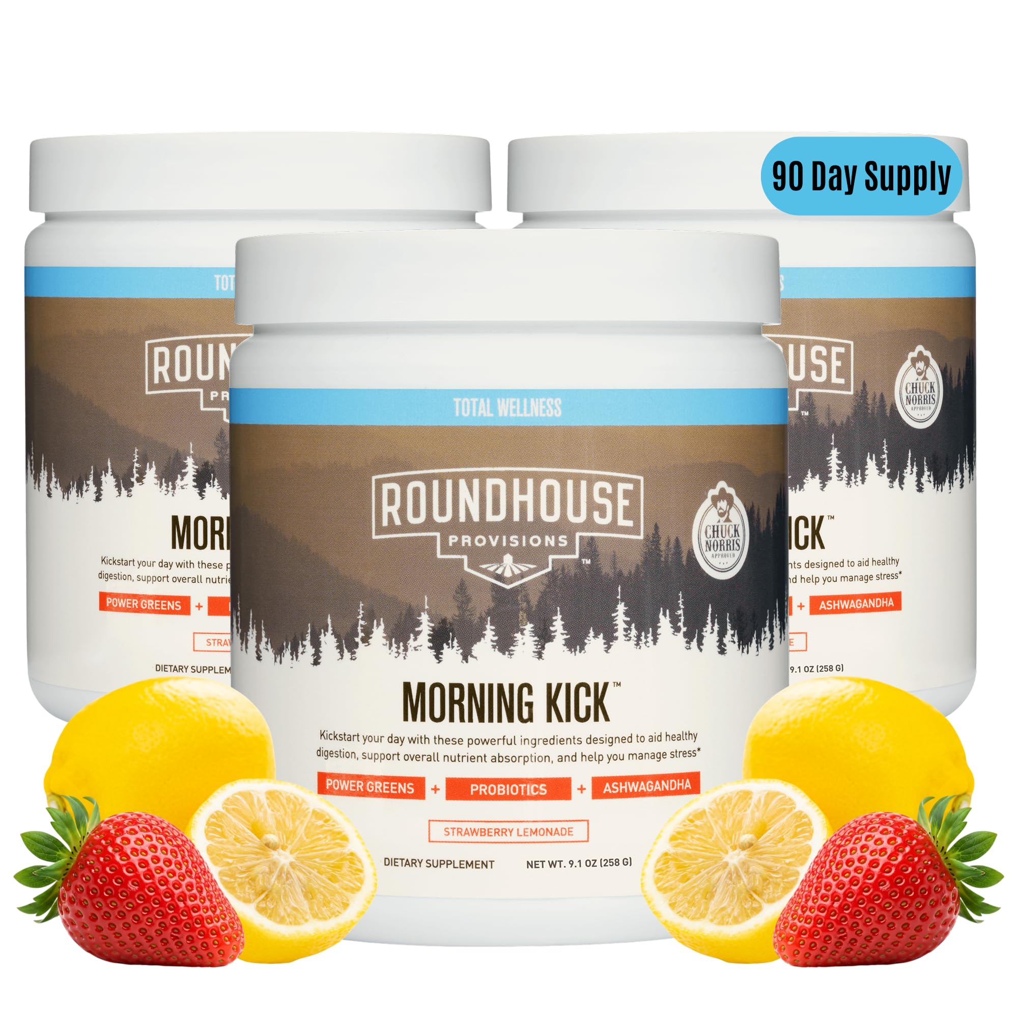 ROUNDHOUSE PROVISION paquete frontal mostrando tres sobres y beneficios