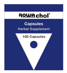 Rowachol frasco frontal mostrando 100 cápsulas y etiqueta clara, ideal para uso diario