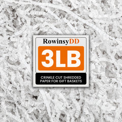 RowinsyDD empaque frontal del papel rizado blanco mostrando volumen útil