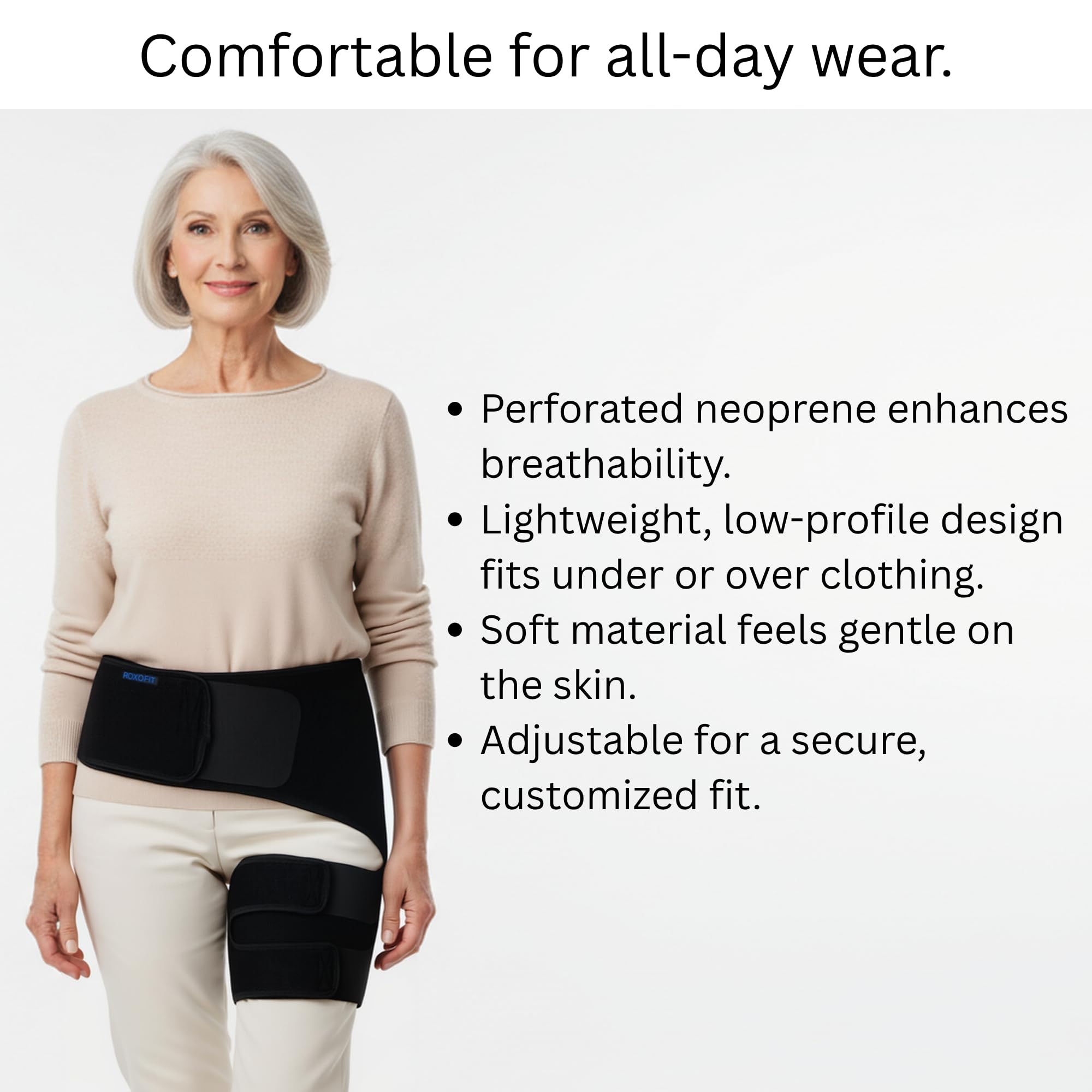 ROXOFIT en mujer ajustada para soporte cómodo y discreto