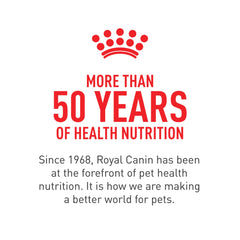 ROYAL CANIN primer plano de guía de dosis en envase para uso seguro