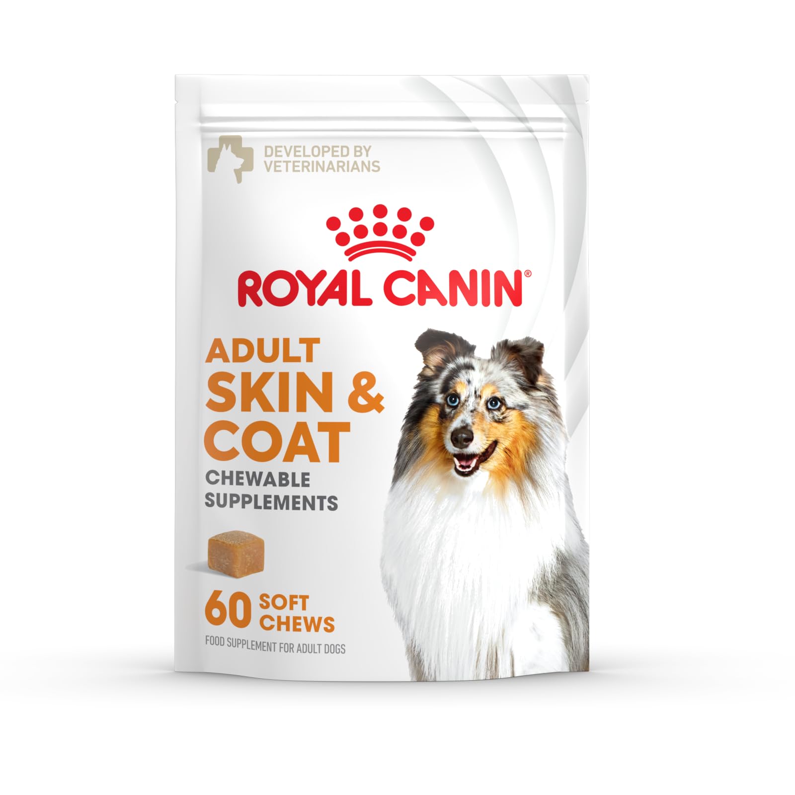 ROYAL CANIN envase frontal mostrando 60 unidades y beneficio de piel hidratada