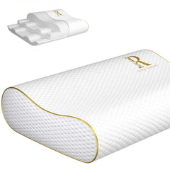Royal Therapy vista frontal de la almohada mostrando su contorno ergonómico y soporte