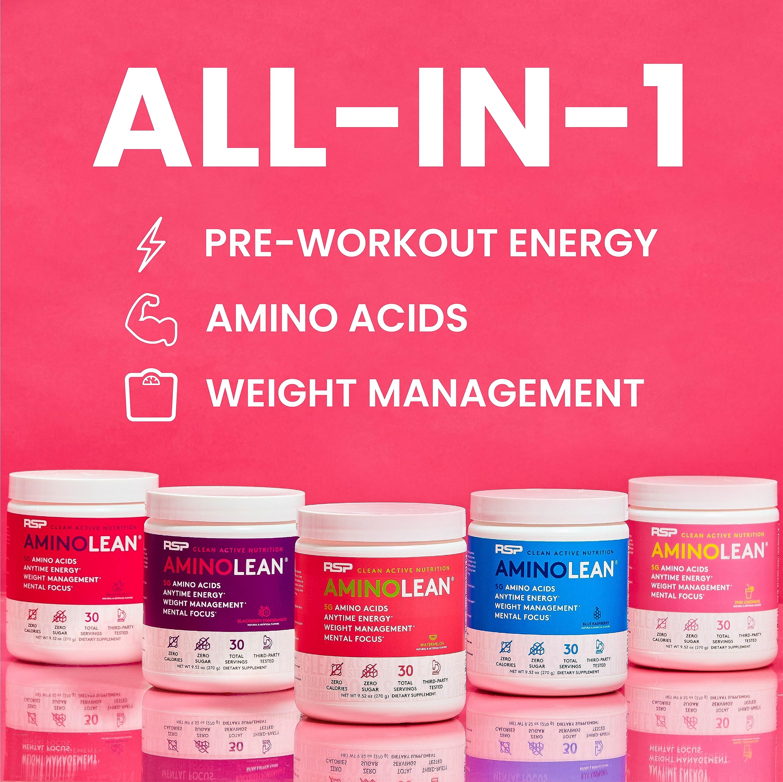 RSP NUTRITION AminoLean vaso preparado en uso, energía sin bajones