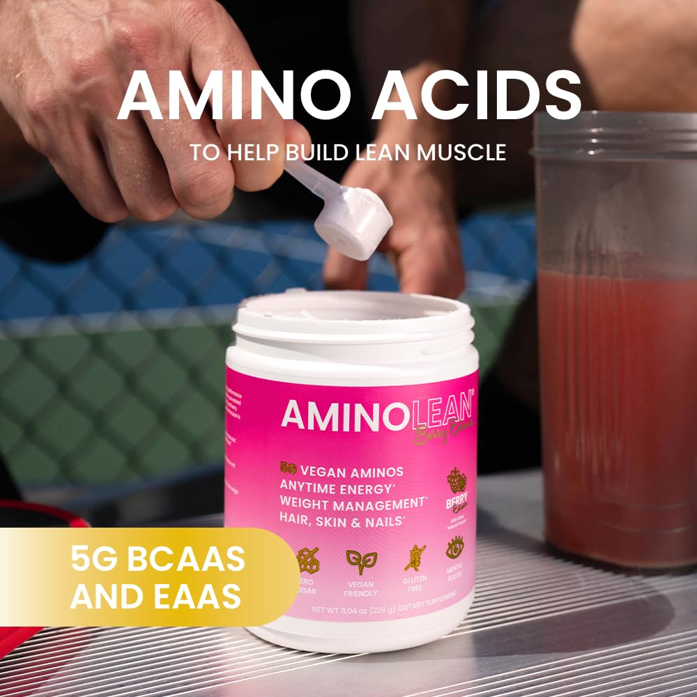RSP NUTRITION vaso mezclando AminoLean para energía preentreno visible