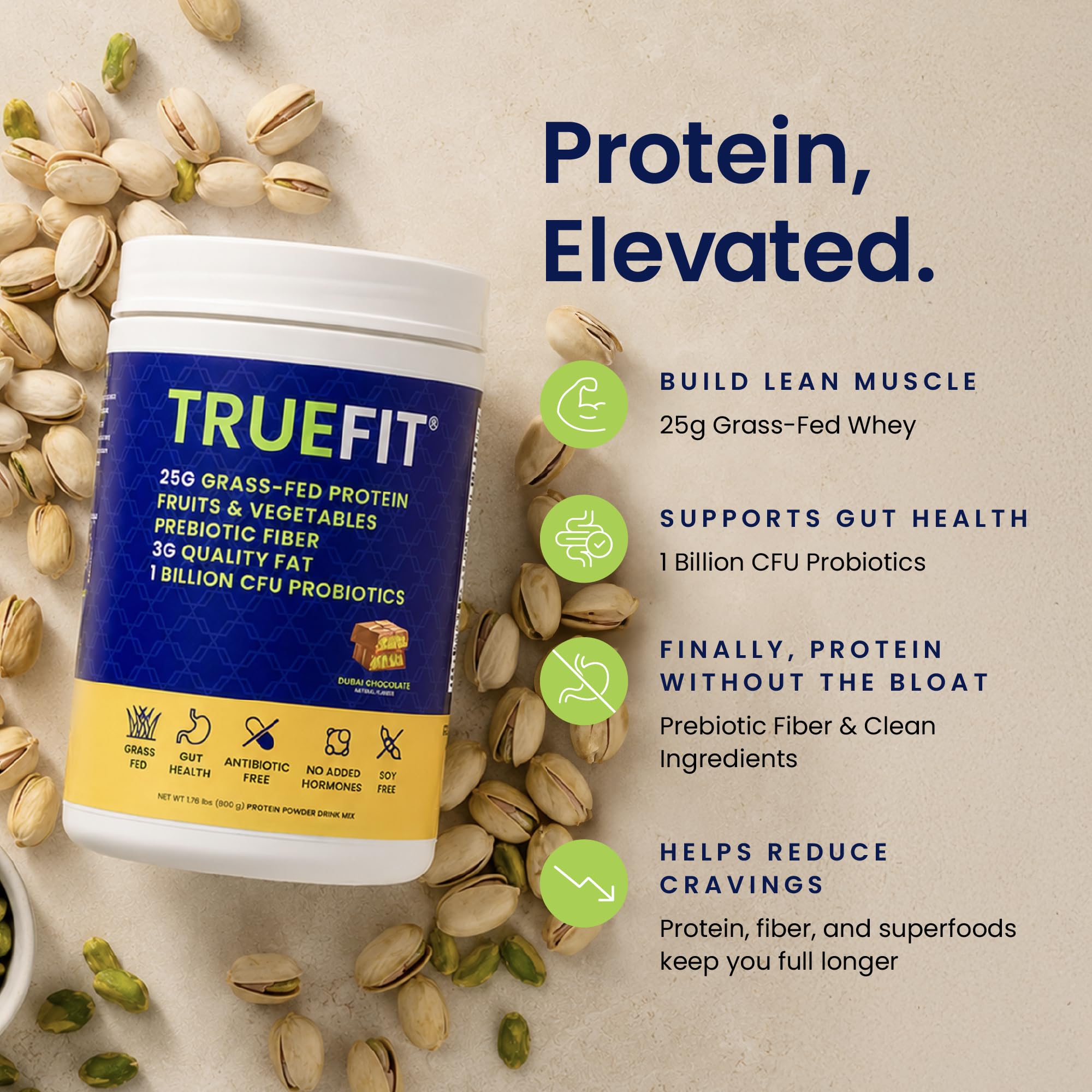 RSP NUTRITION textura del polvo TrueFit que sugiere mezcla suave y sabor cremoso