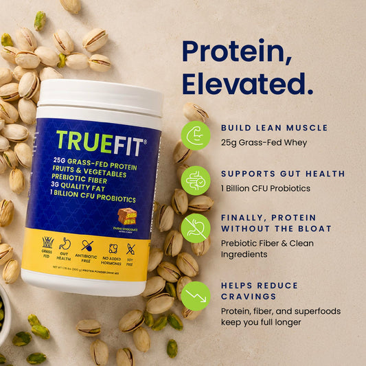 RSP NUTRITION textura del polvo TrueFit que sugiere mezcla suave y sabor cremoso