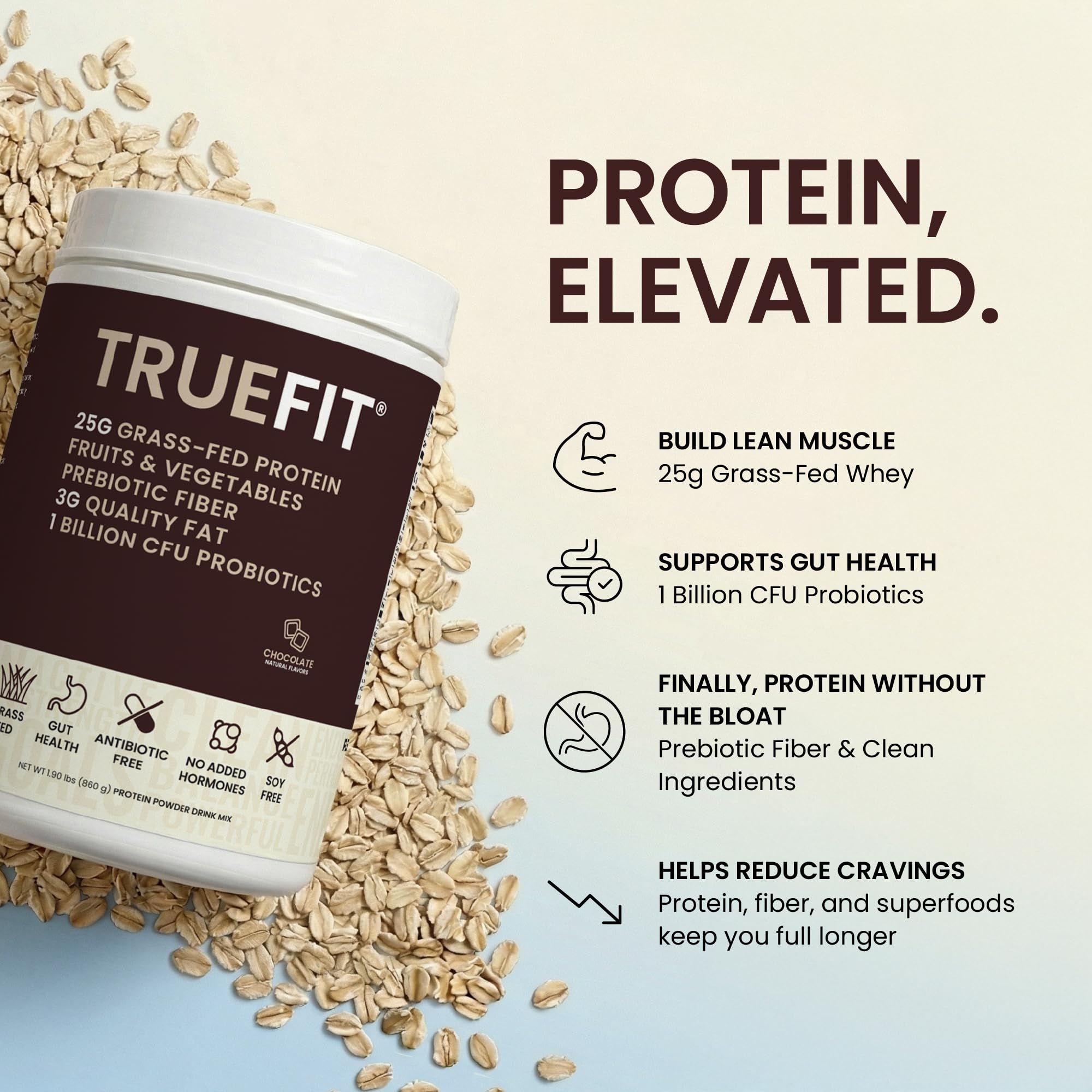 RSP NUTRITION polvo TrueFit en cuchara mostrando textura fina y mezcla fácil