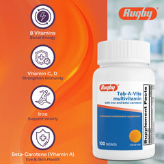 RUGBY LABORATORIES frasco abierto con tabletas visibles para uso diario
