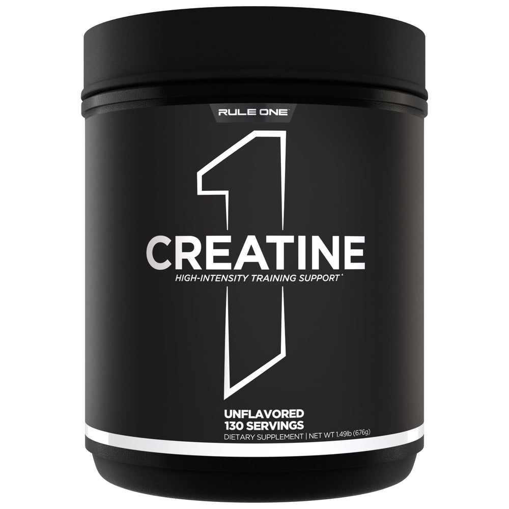 Rule 1 Proteins creatine polvo frontal mostrando el envase y claridad del producto