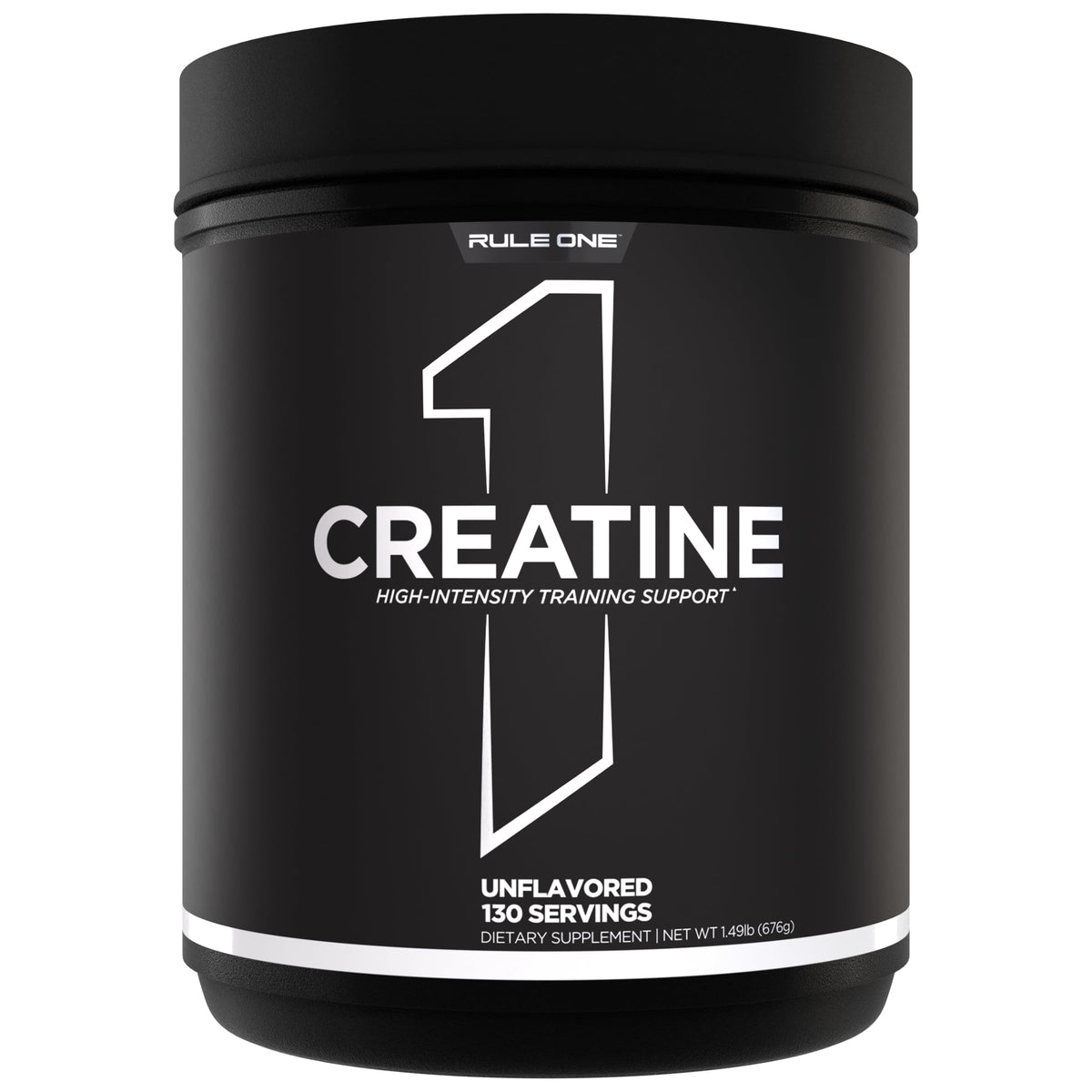 Rule 1 Proteins creatine polvo frontal mostrando el envase y claridad del producto