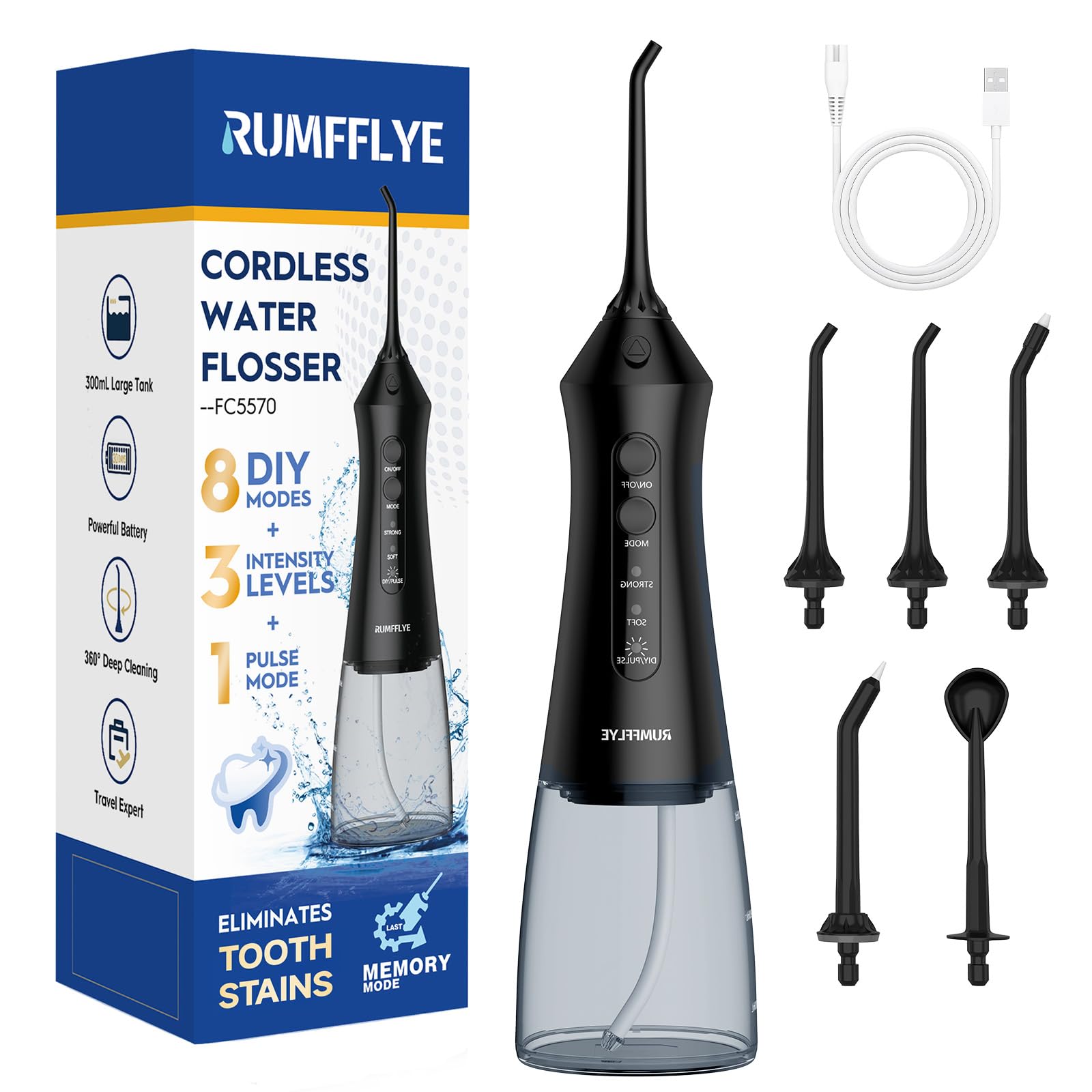 RUMFFLYE irrigador frontal mostrando diseño ergonómico y limpieza eficiente