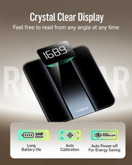RunStar báscula en uso en baño mostrando comodidad y monitorización diaria