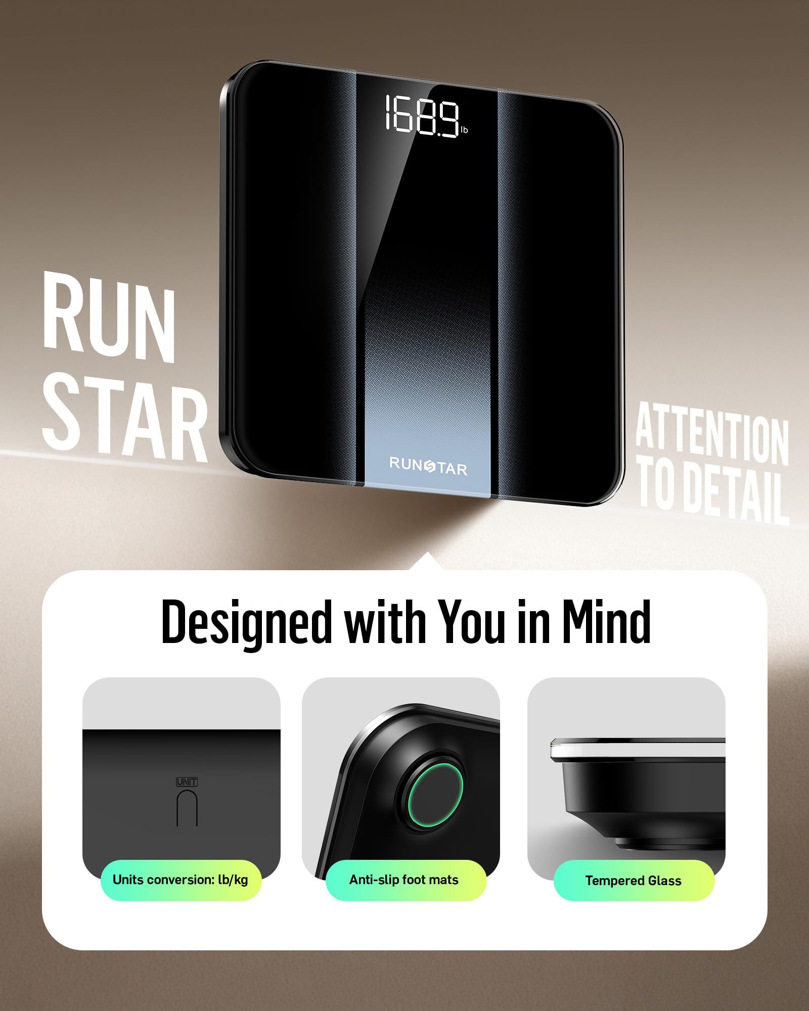 RunStar base con pies antideslizantes que mejora la estabilidad segura