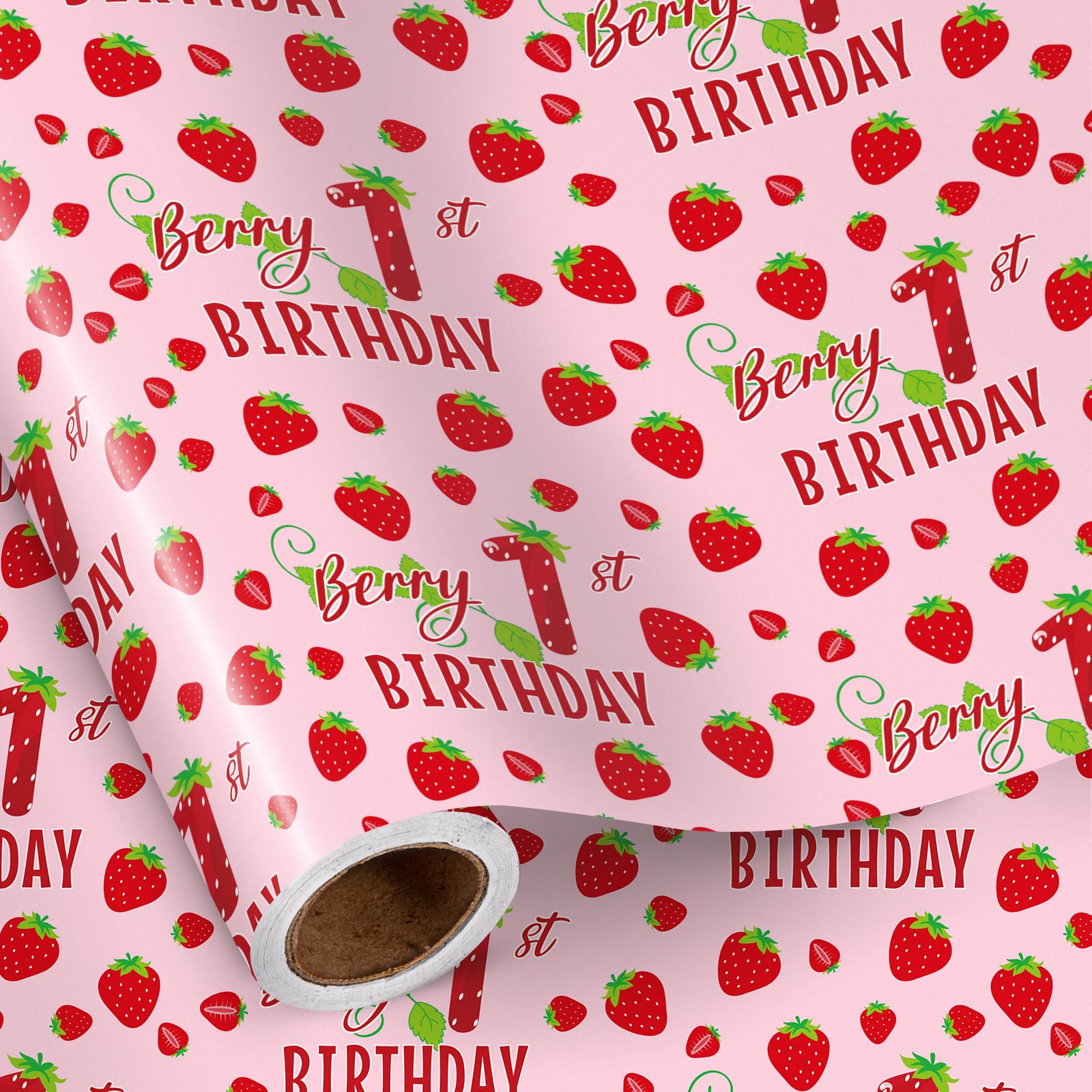 RUSPEPA rollo frontal mostrando diseño de fresas y fondo rosa para celebraciones