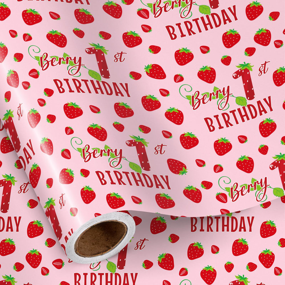 RUSPEPA rollo frontal mostrando diseño de fresas y fondo rosa para celebraciones
