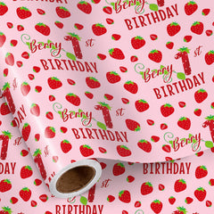 RUSPEPA rollo frontal mostrando diseño de fresas y fondo rosa para celebraciones