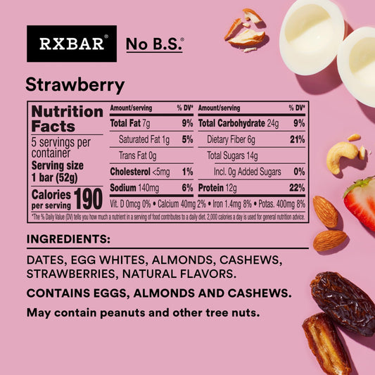 RXBAR barra abierta con textura masticable que demuestra ingredientes reales