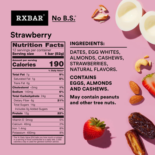 RXBAR barra de fresa sin envolver lista para comer y portátil