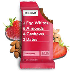 RXBAR fresas, almendras y dátiles como ingredientes frescos y naturales