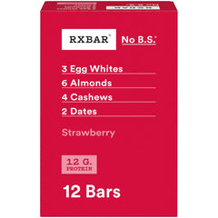 RXBAR empaque frontal mostrando sabor fresa y beneficios