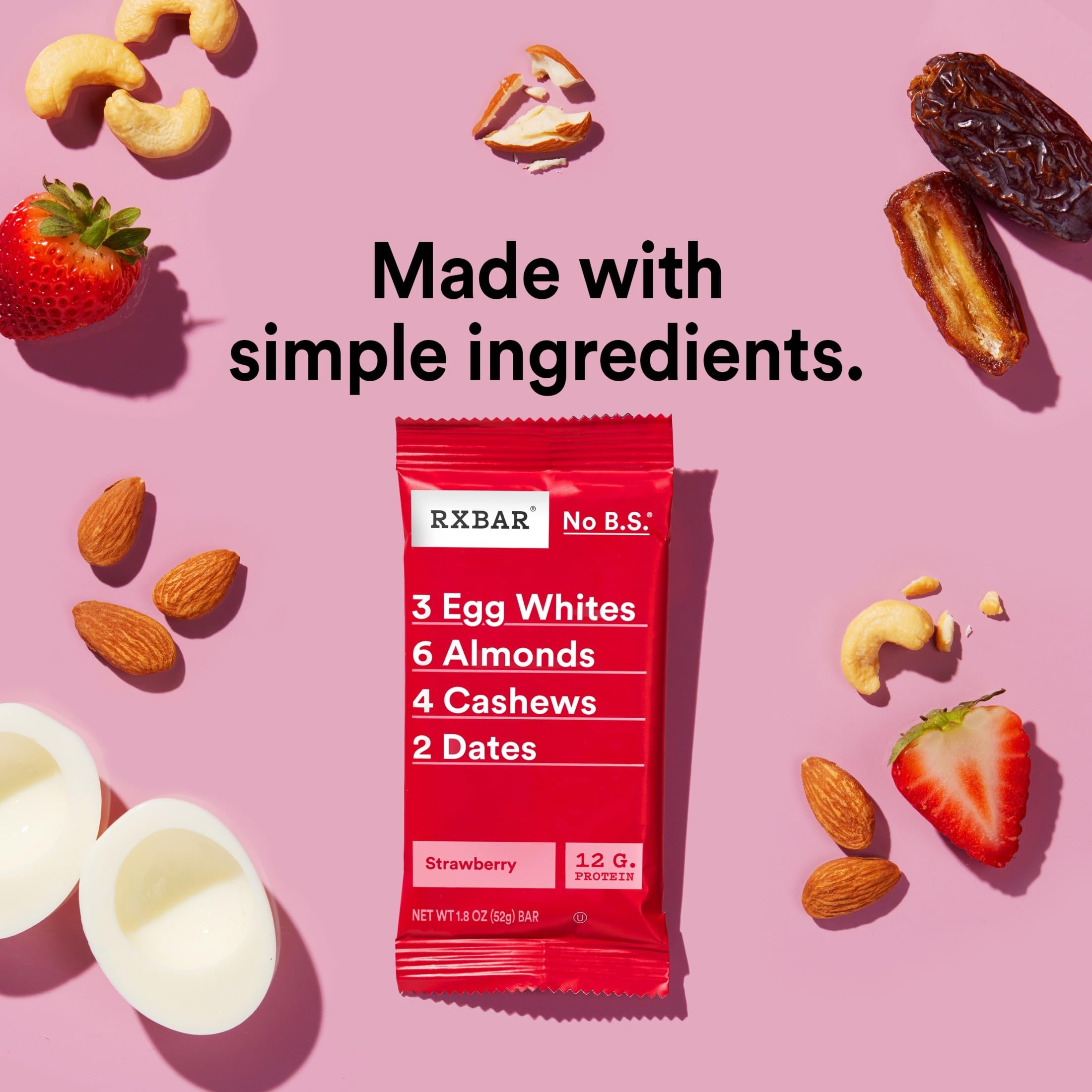 RXBAR corte de barra mostrando textura crujiente y masticable
