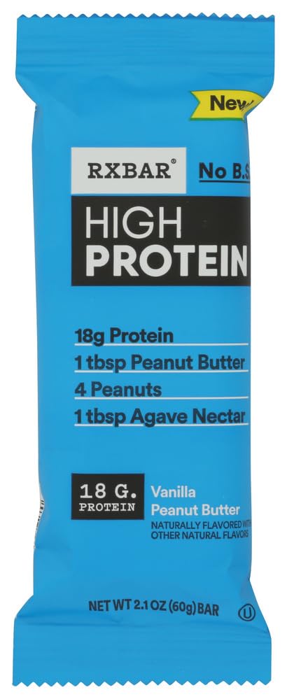 RXBAR empaque frontal vainilla mantequilla de cacahuate mostrando ingredientes reales y conveniencia