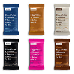 RXBAR pack delantero mostrando variedad y conveniencia
